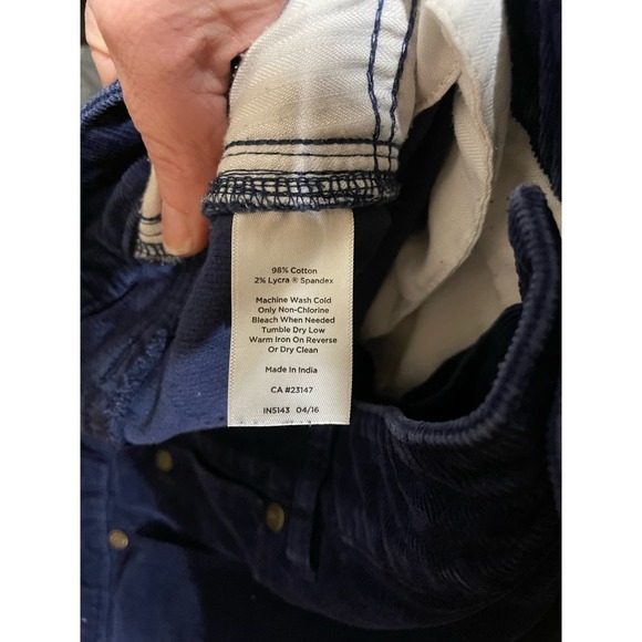 Talbot's Flawless Five Pocket Straight Curvy Navy Corduroy Pants, size 16 Long - Picture 6 of 8